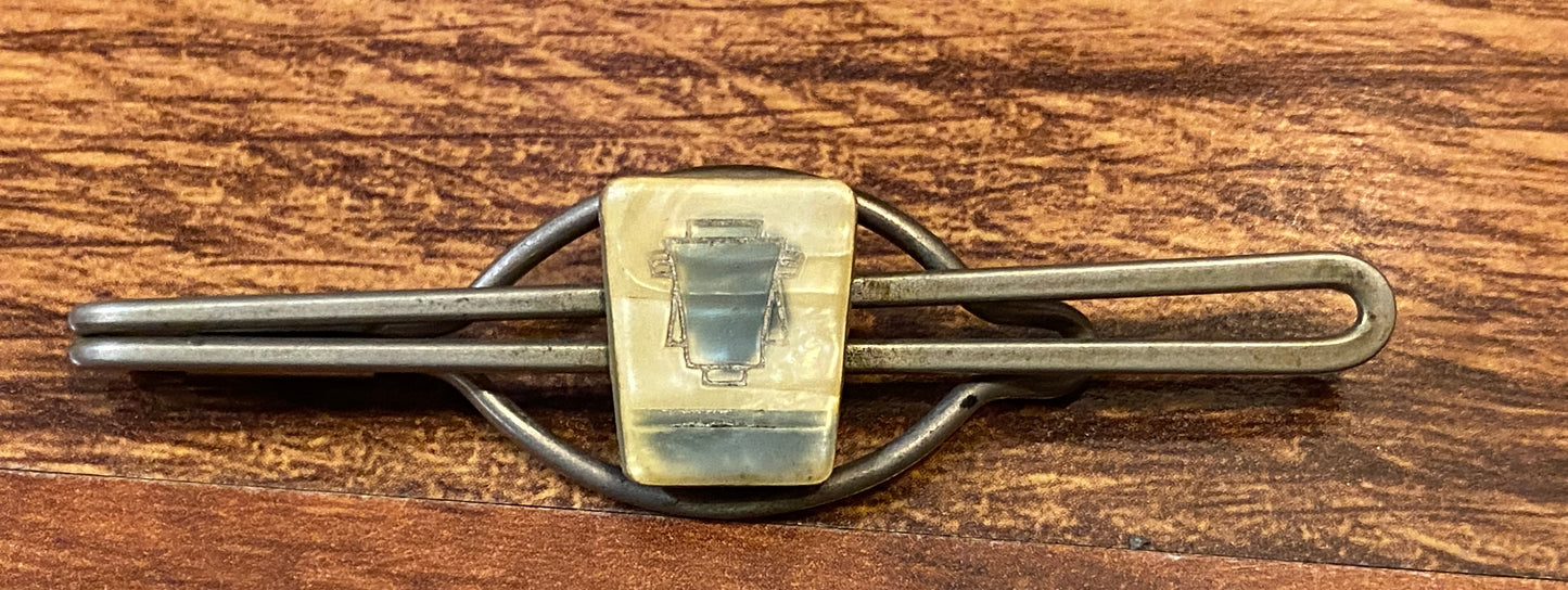 Vintage Silvertone Celluloid Tie Clip Bar