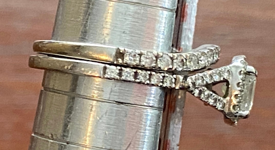 Rogers & Hollands 14k White Gold 1/2ct Princess Cut Wedding Set Sz 4