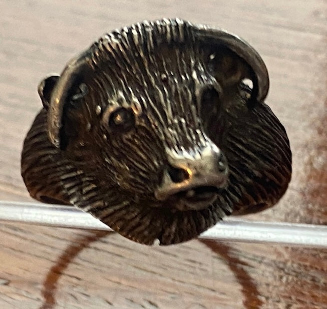 Silver Bulls Boar Head Mens Ring Sz 10.50