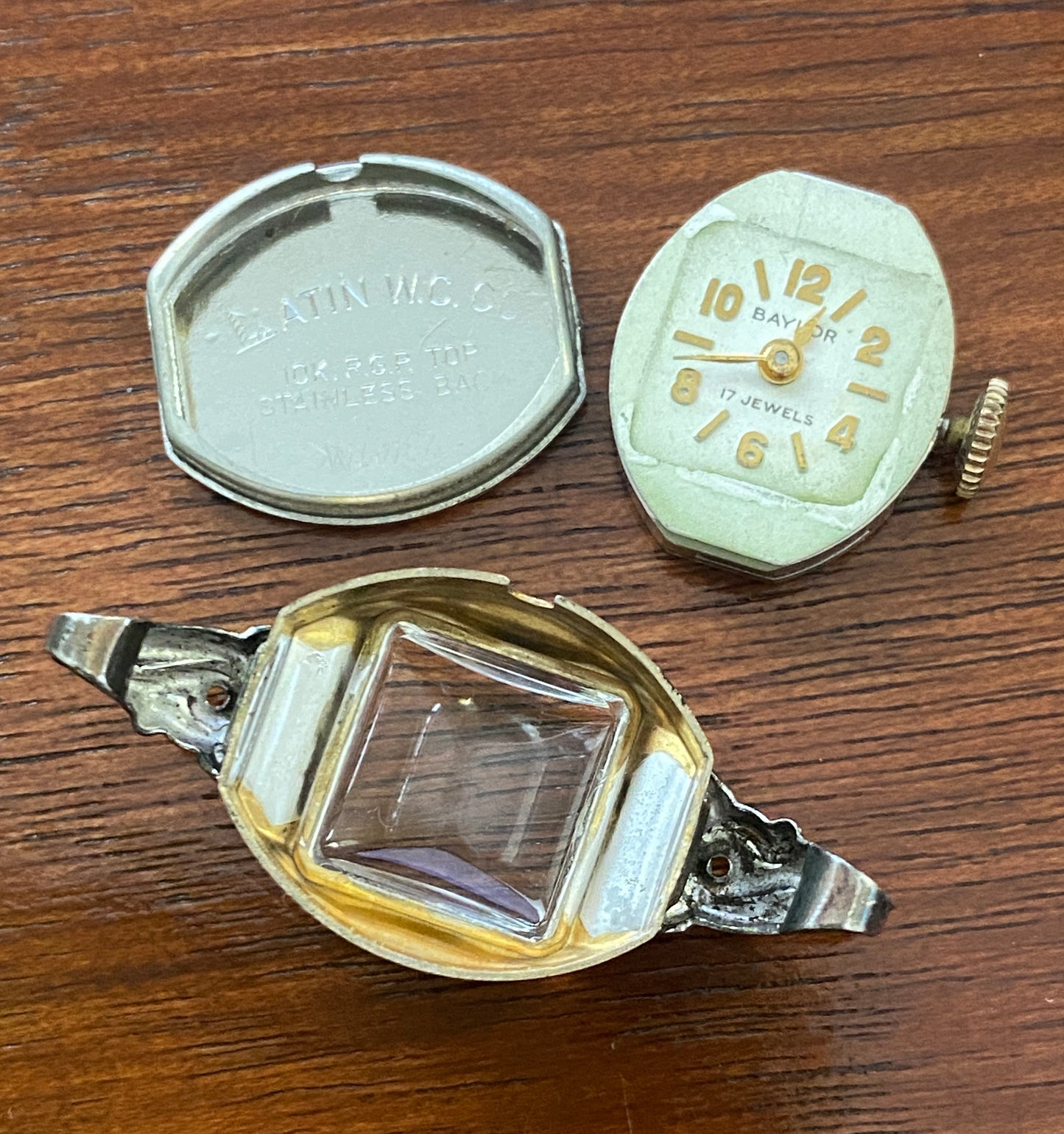 Vintage 10k Rolled Gold Baylor Womens Wristwatch Manual Wind Diamond Accents