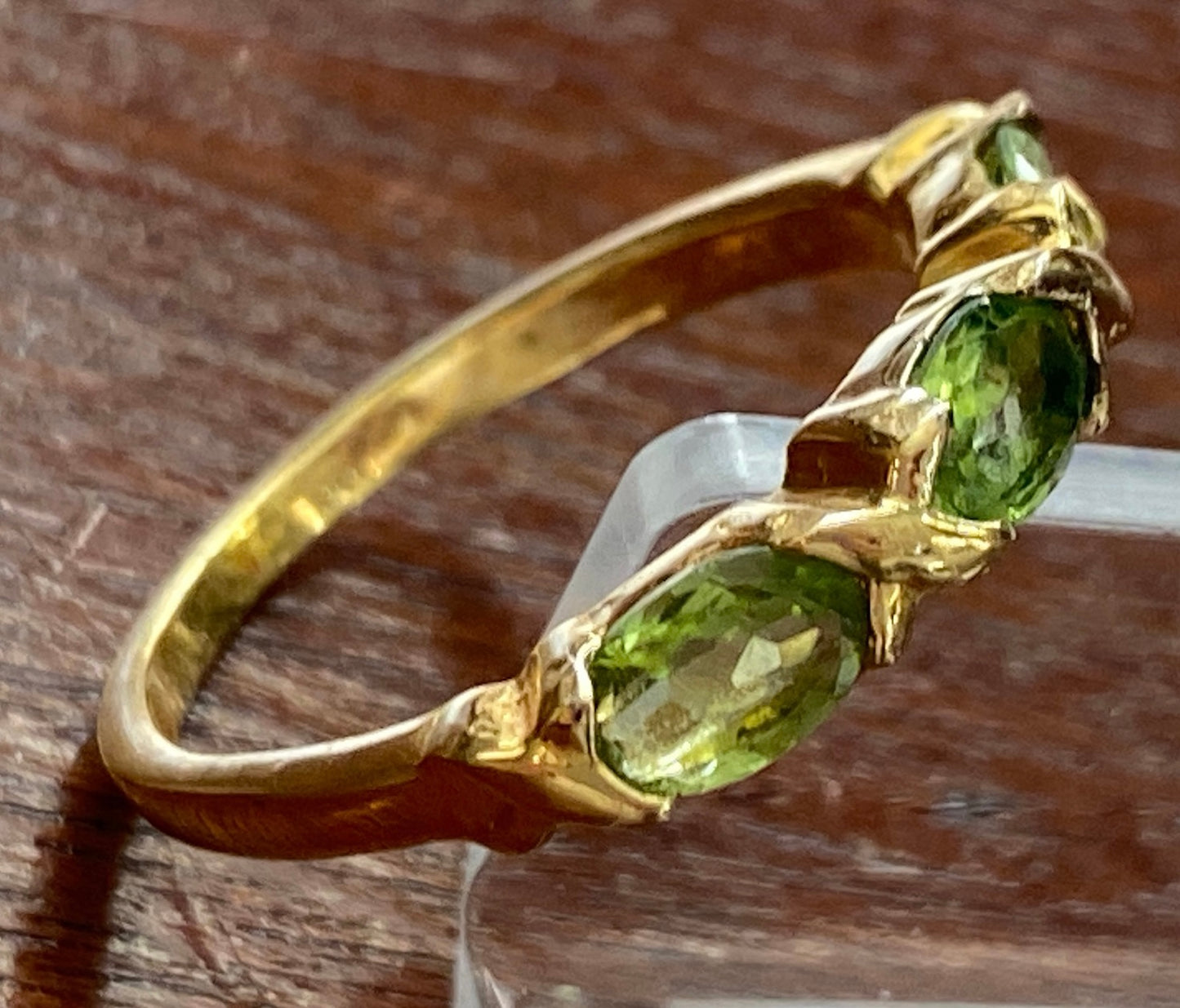 Gold Vermeil over Sterling Silver 925 Oval Peridot X Design Ring Sz 7.75
