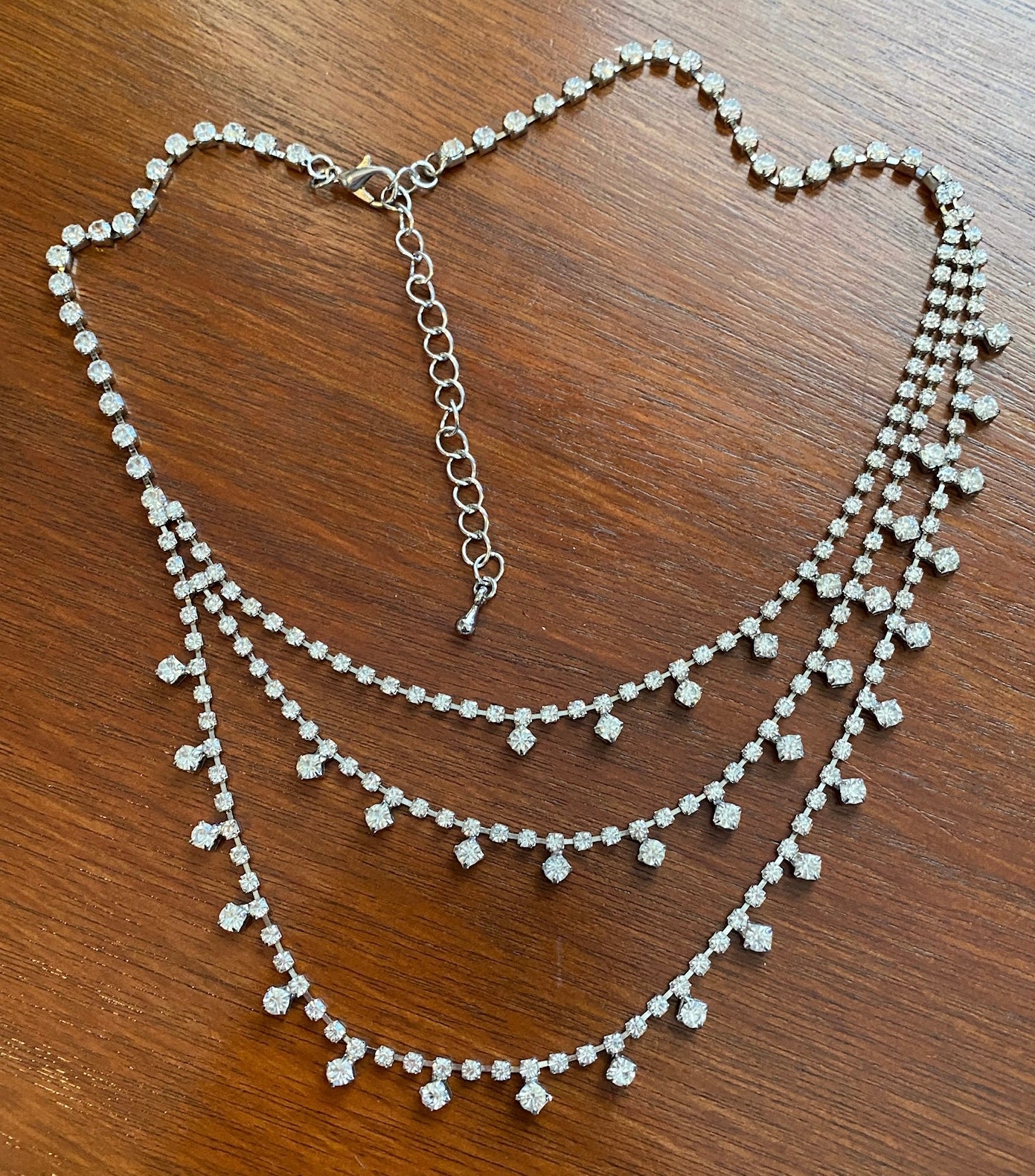 Vintage Style Rhinestone Multistrand Necklace