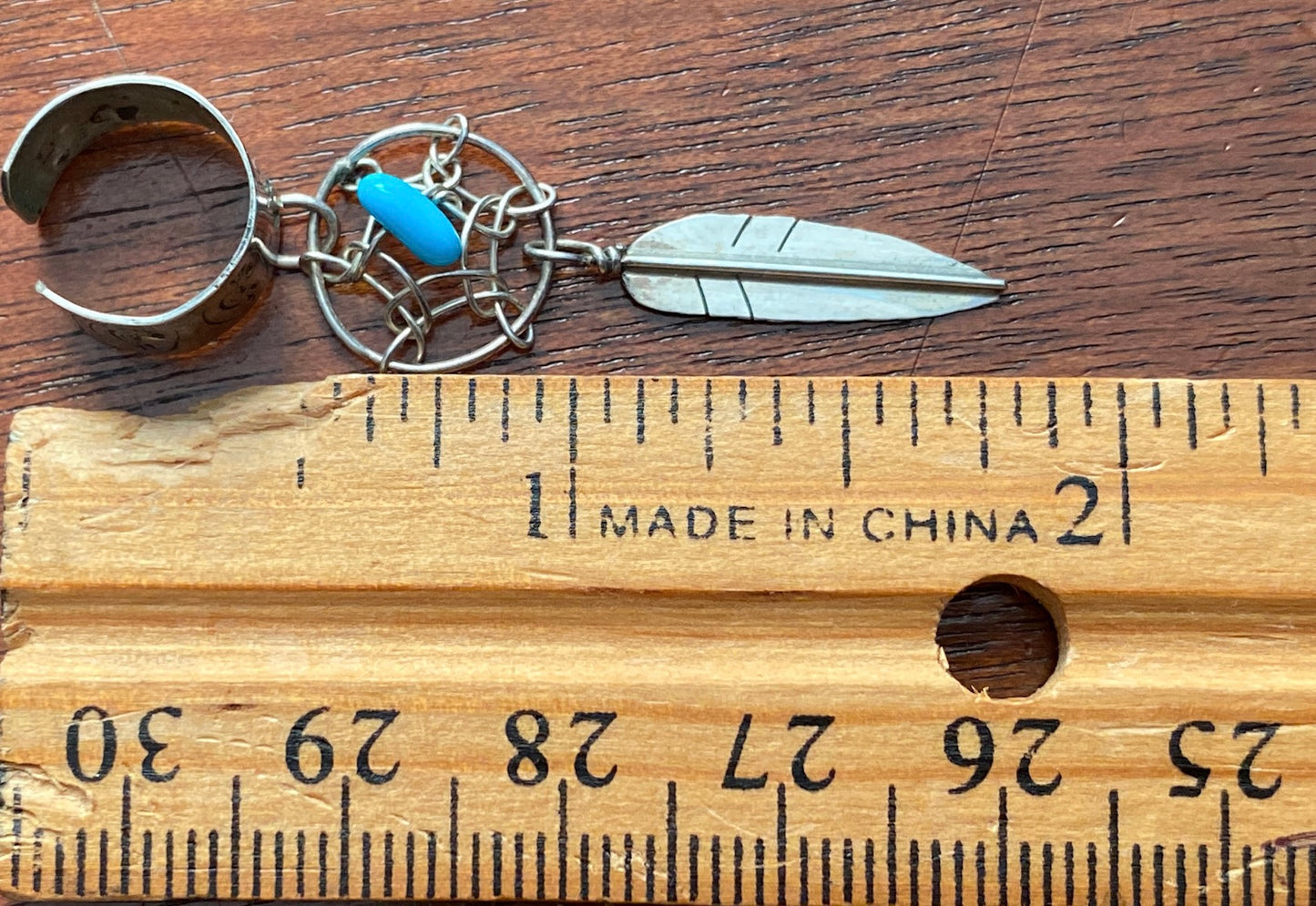 Silver Turquoise Feather Toe Cuff Ring