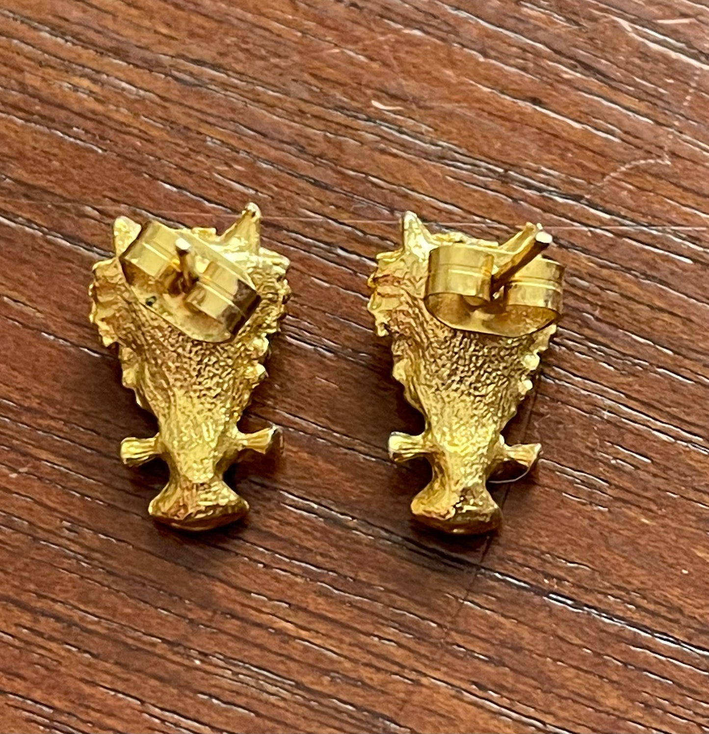 Small Gold Tone Metal Owl Stud Earrings