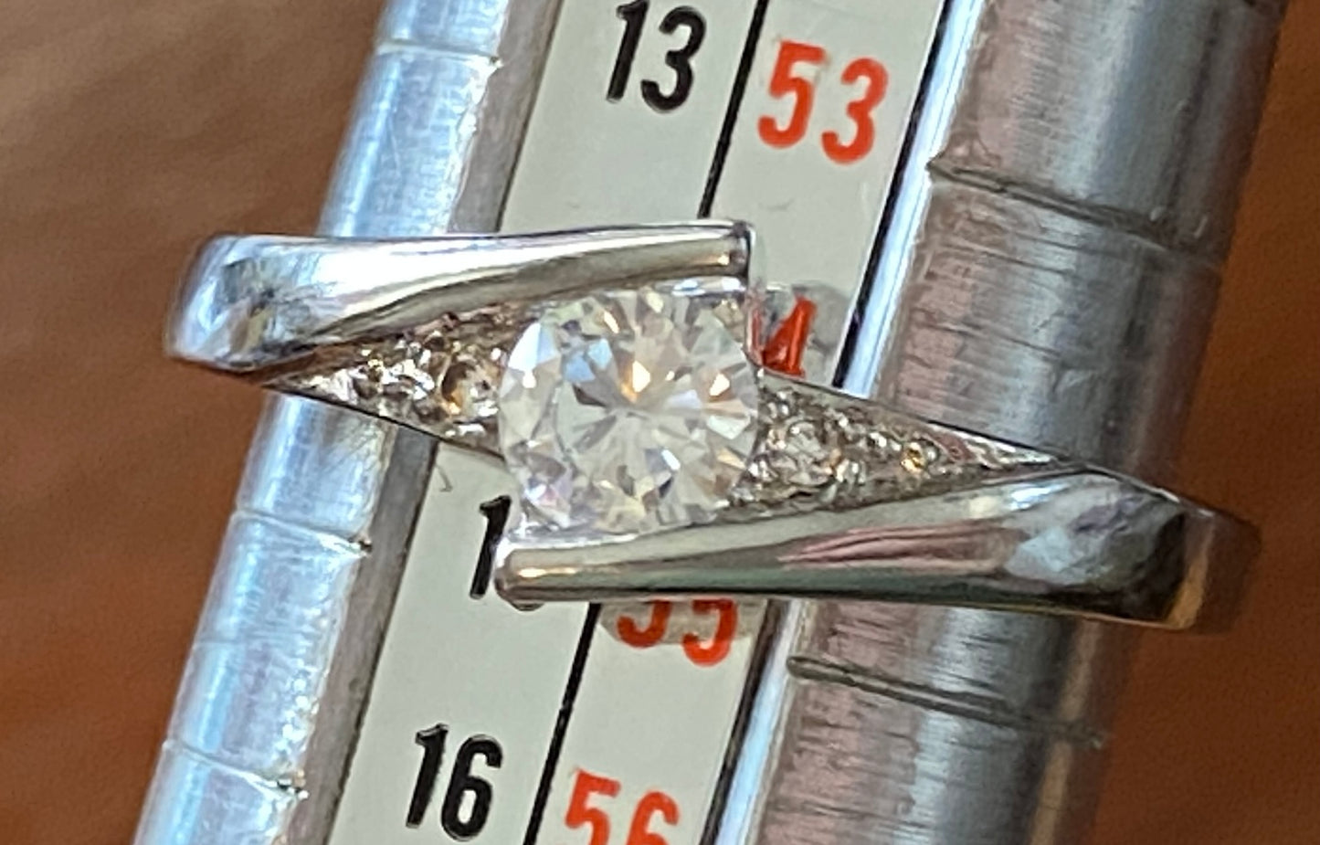 Sterling Silver 925 CZ Bypass Style Ring Sz 7