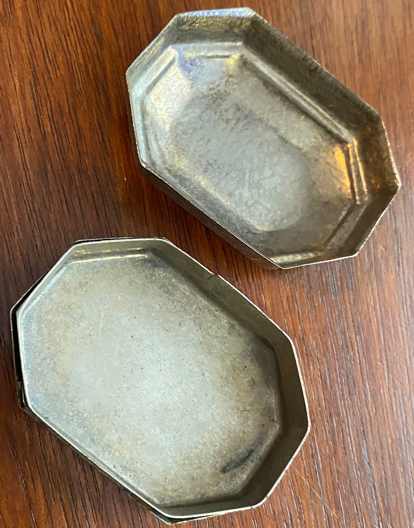 Small Vintage Stamped Metal Flower Design Trinket Jewelry Box