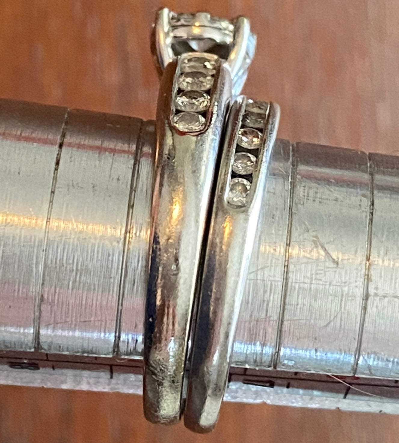 10k White Gold .75ctw Diamond Wedding Set Engagement Ring Sz 7