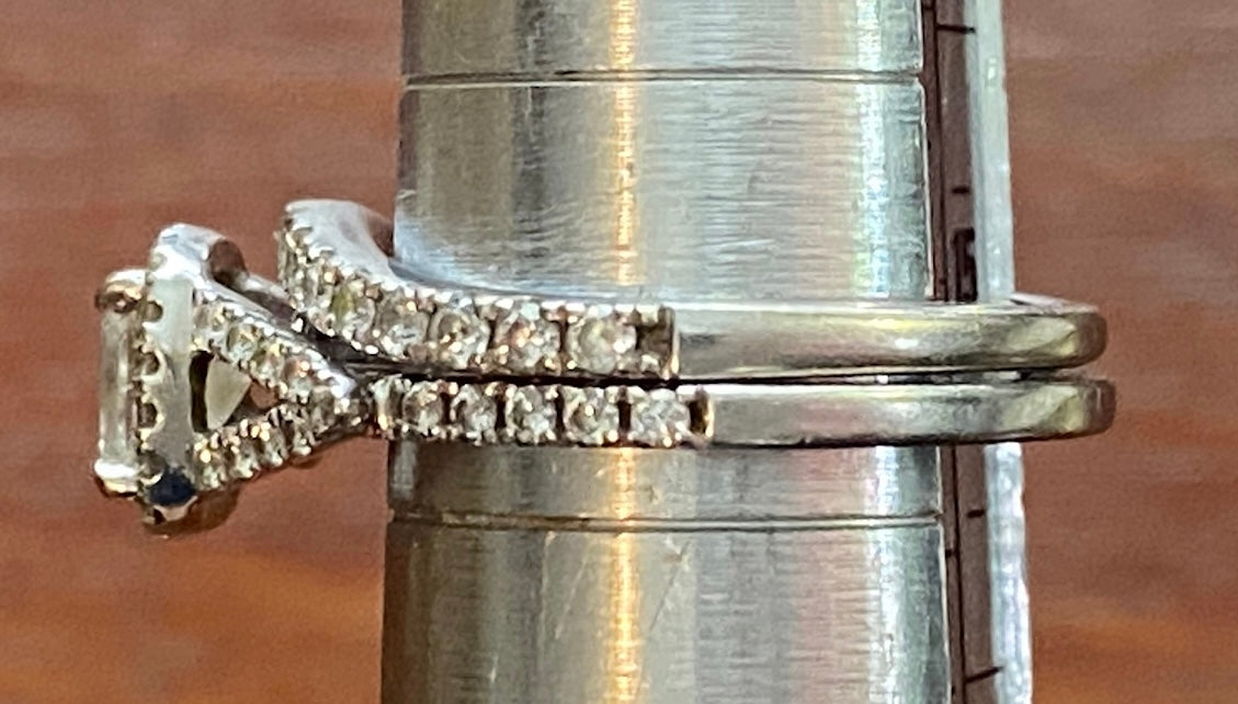 Rogers & Hollands 14k White Gold 1/2ct Princess Cut Wedding Set Sz 4