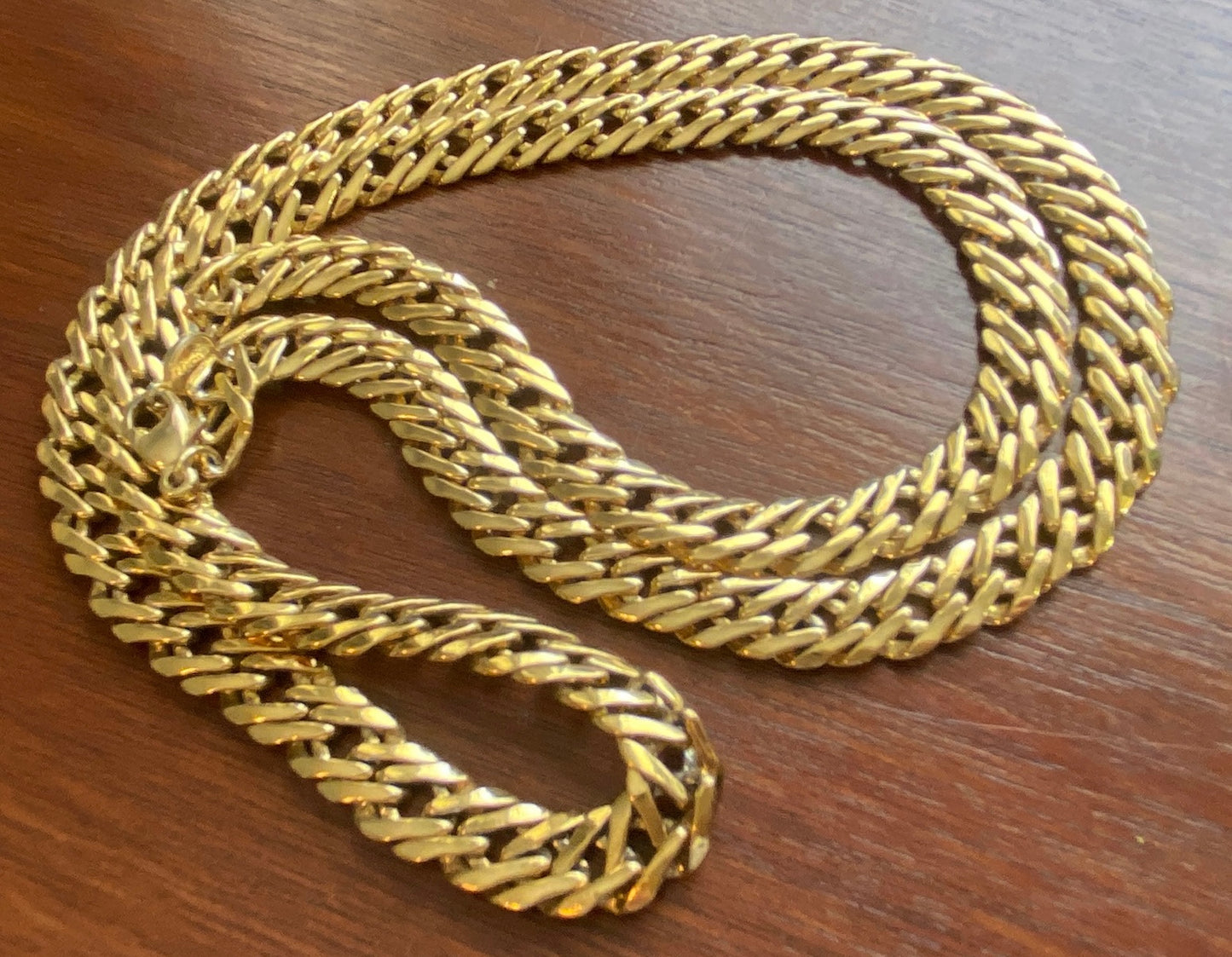 Vintage Signed Napier Fancy Gold Tone Chain Link Metal Necklace