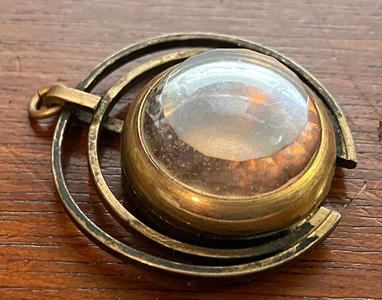 Vintage 10k Rolled Gold Watch Necklace Pendant Fob Case Only Faceted Crystal