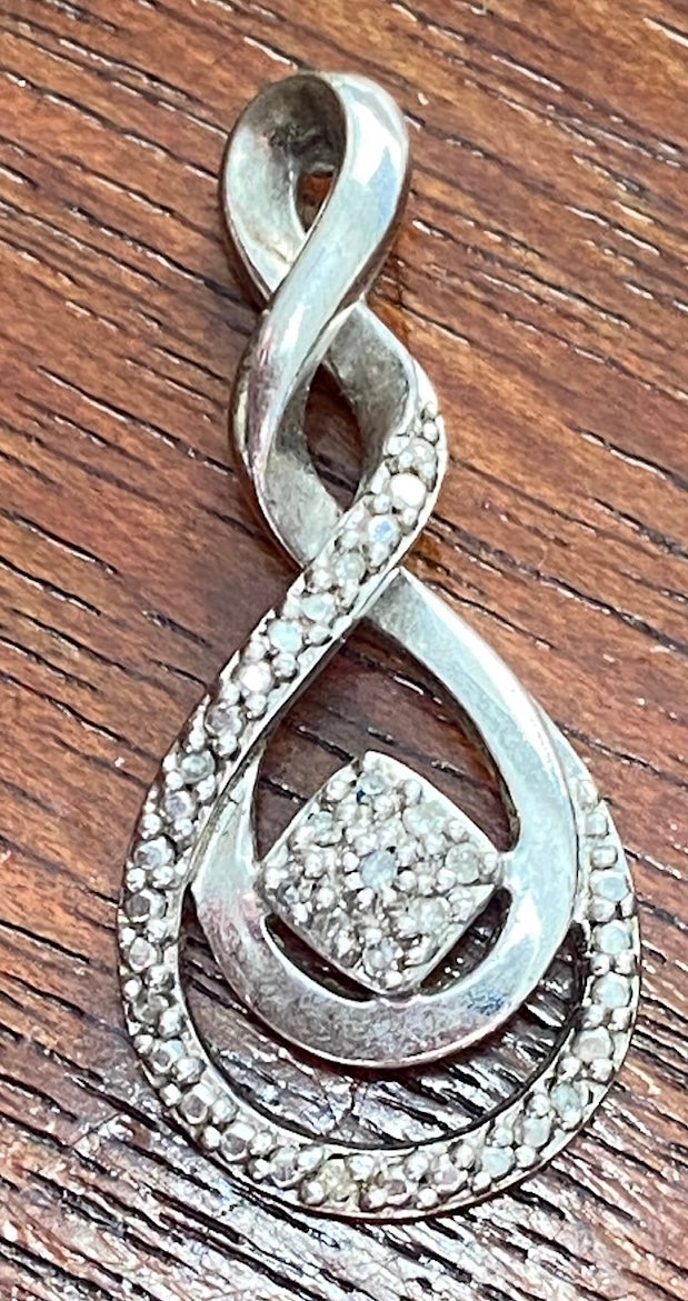 Sterling Silver 925 1/10ctw Diamond Necklace Pendant Signed Sun