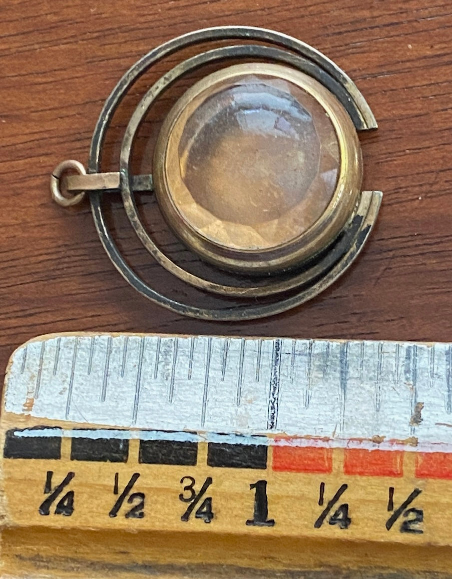 Vintage 10k Rolled Gold Watch Necklace Pendant Fob Case Only Faceted Crystal