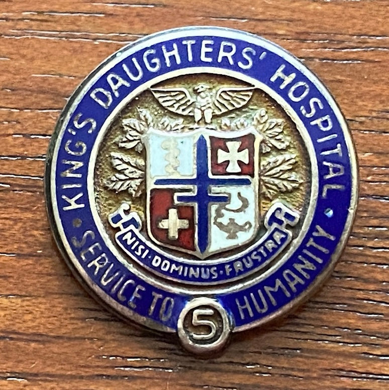 Sterling Silver 925 Enamel Kings Daughters Hospital 5 Year Service Pin