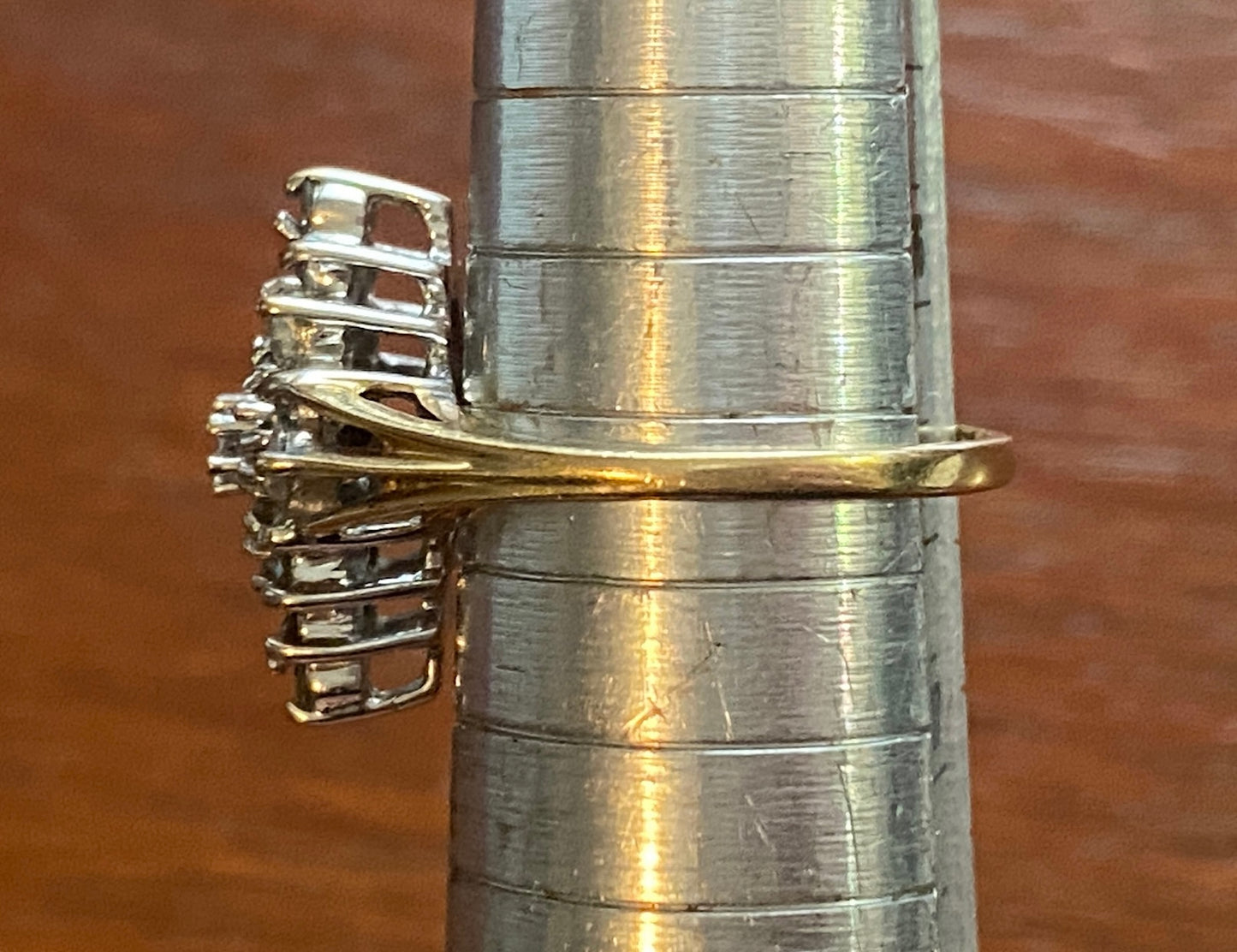 10k Yellow Gold 1ctw Round Diamond Cluster Cocktail Ring Sz 5.75
