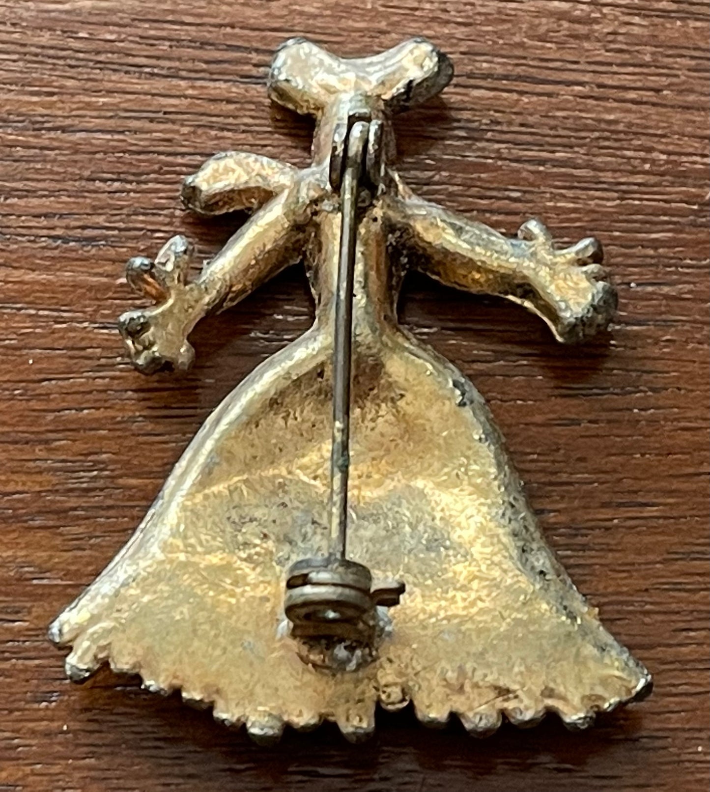 Vintage Metal Lady Figural Brooch Pin