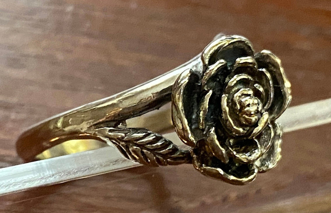 Sterling Silver 925 Rose Flower Ring Sz 7 - Signed DR