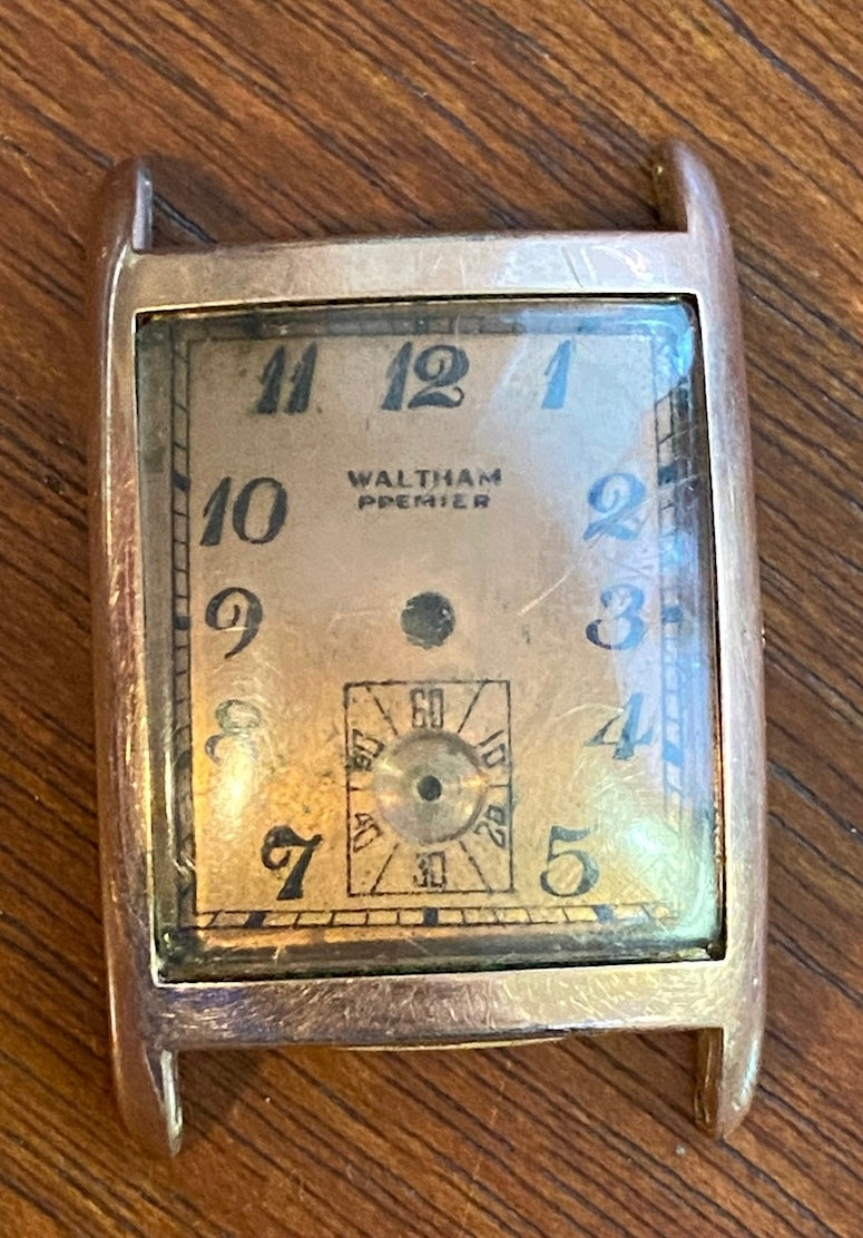Vintage Mens's 1940's 10k Rose Rolled Gold Waltham Premier Wristwatch Parts