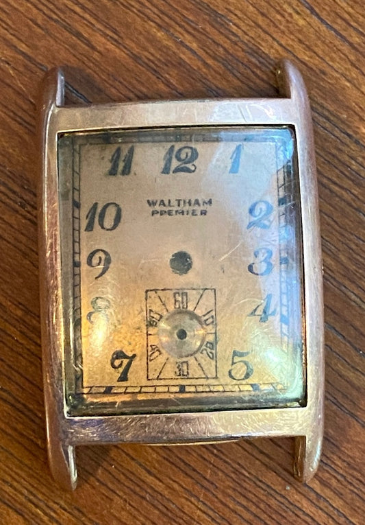Vintage Mens's 1940's 10k Rose Rolled Gold Waltham Premier Wristwatch Parts