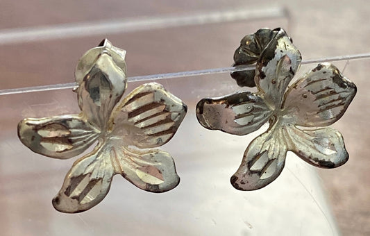 Sterling Silver 925 Flower Stud Earrings
