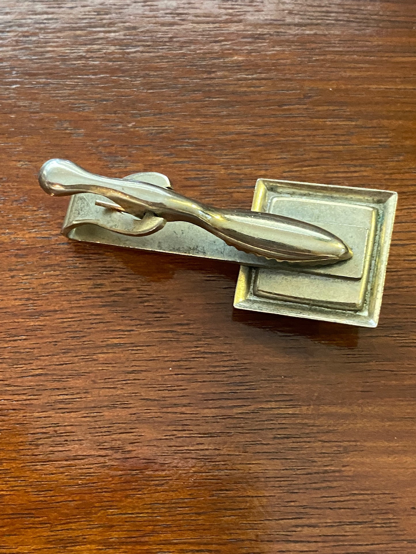 Vintage Silver Tone Large Faceted Blue Glass Tie Clip