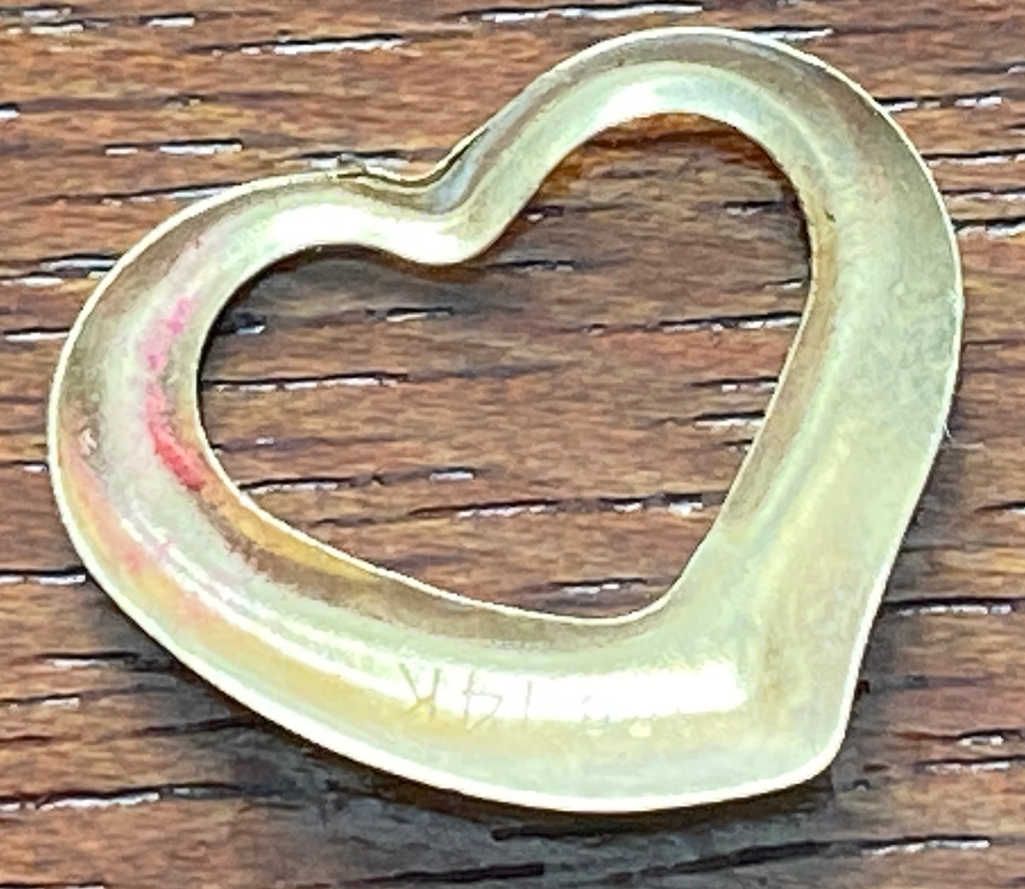 14k Yellow Gold Open Heart Pendant Charm Signed SRB