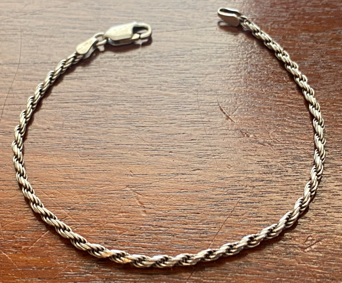Sterling Silver 925 Rope Twist Chain 2mm x 7.25" Long