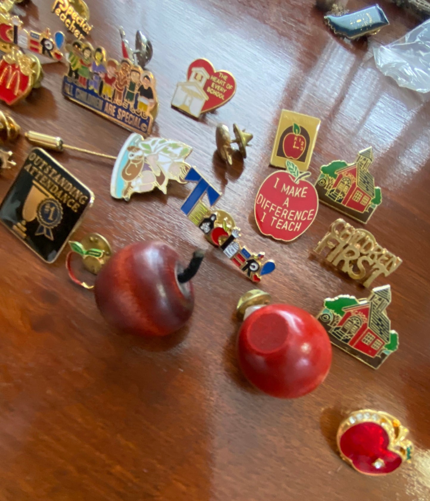 Huge Lot of Pinbacks Pin Backs Teacher School Apple Children