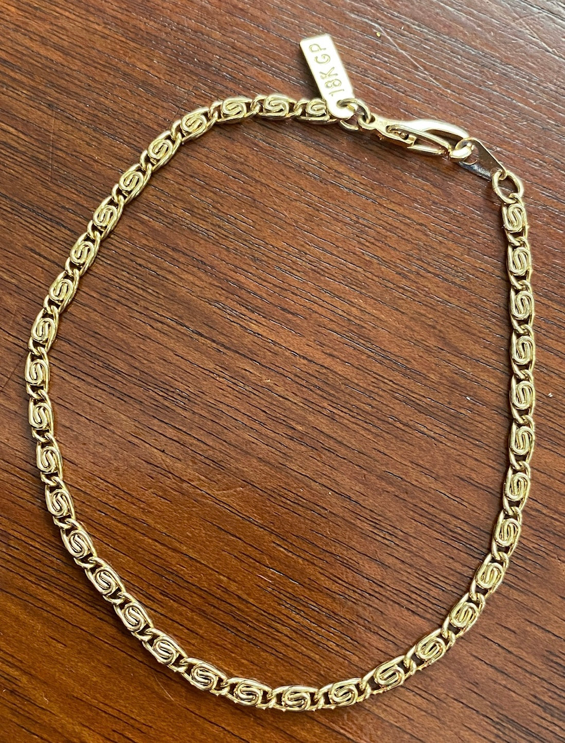 18k Gold Plate Chain Link Bracelet 7.5" Long