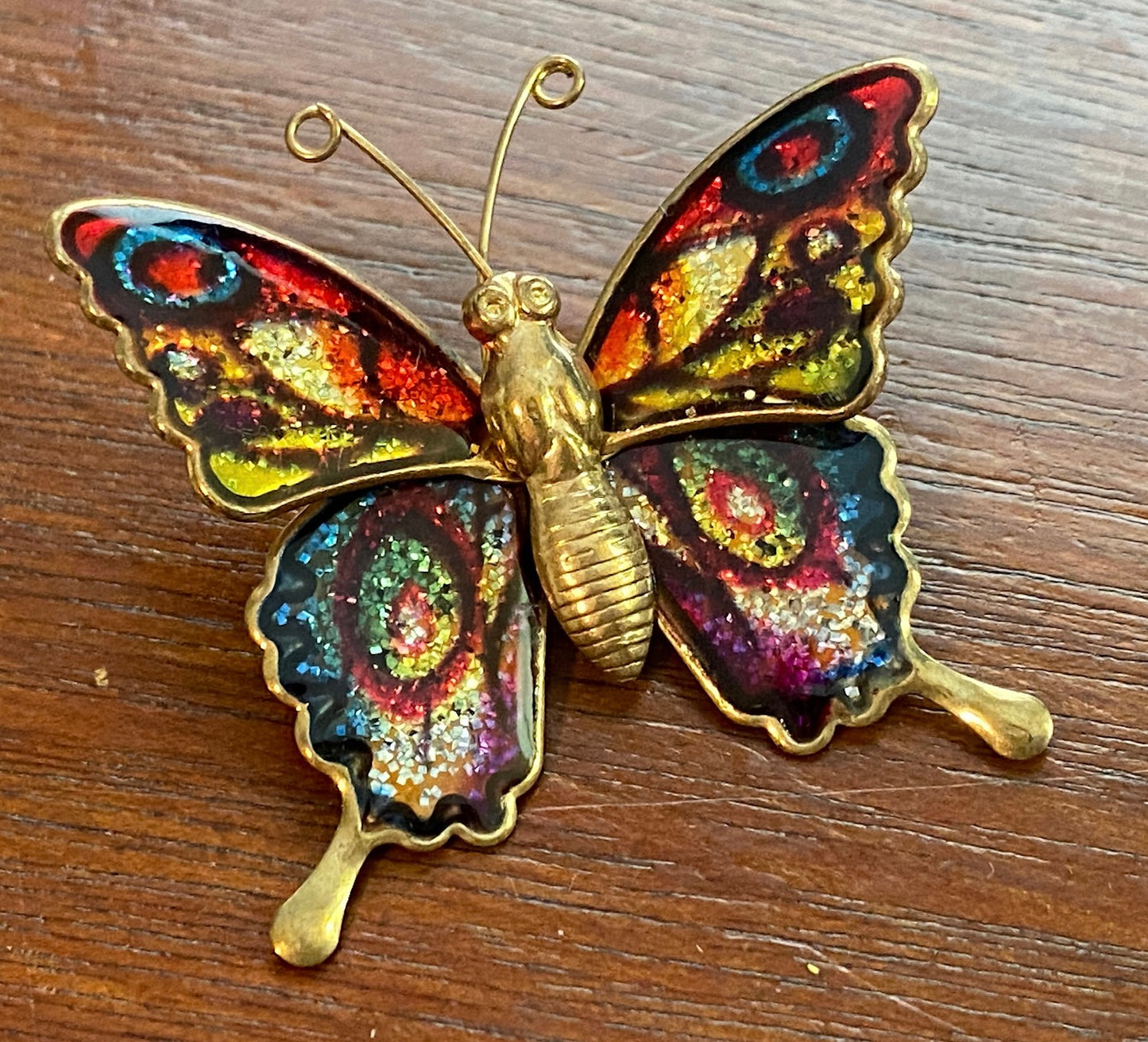 Vintage Taiwan Enamel Butterfly Brooch Pin