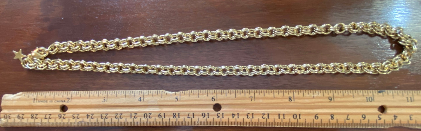 Gold Tone Double Chain Link Necklace