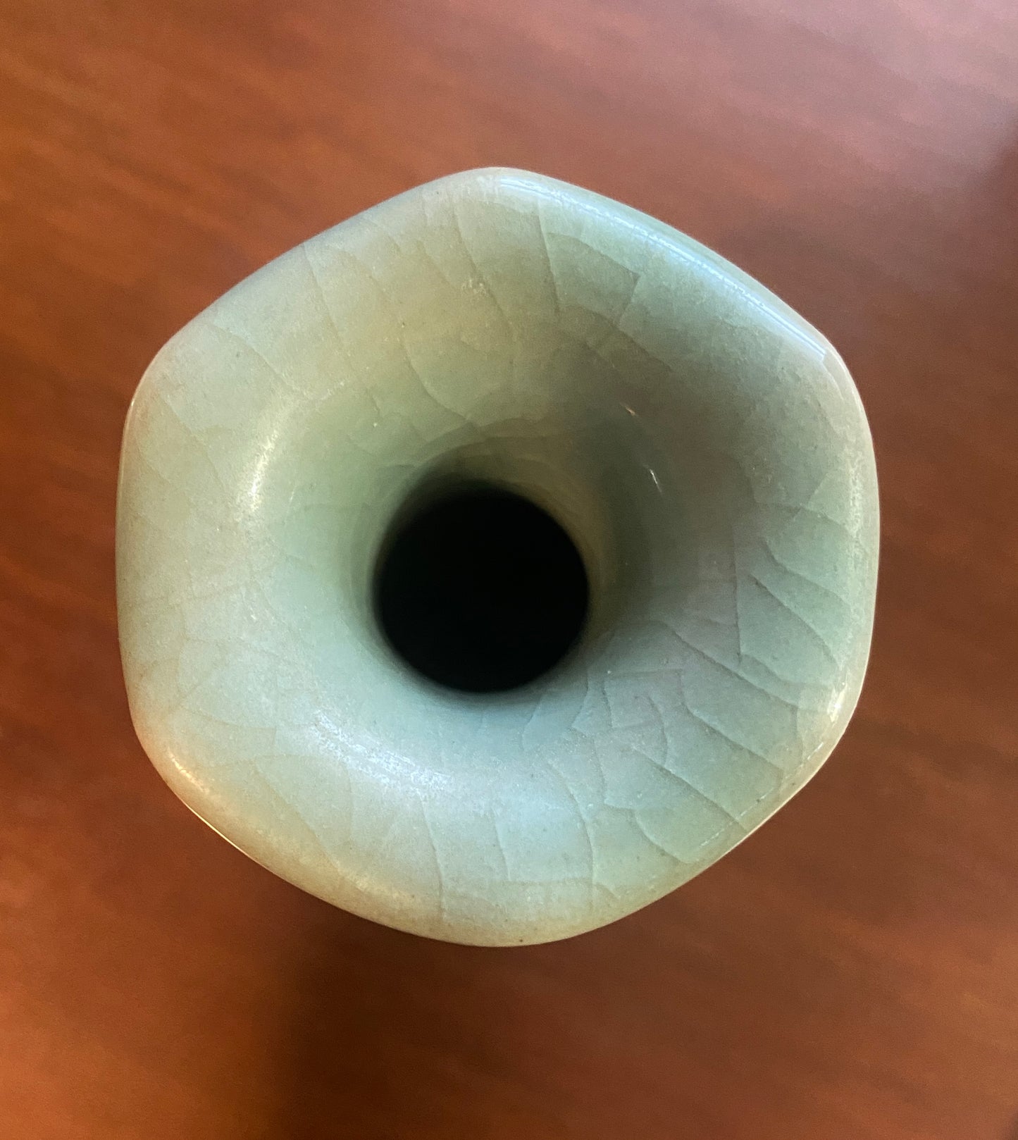 Vintage Signed Korean Celadon Painted Small Flower Vase
