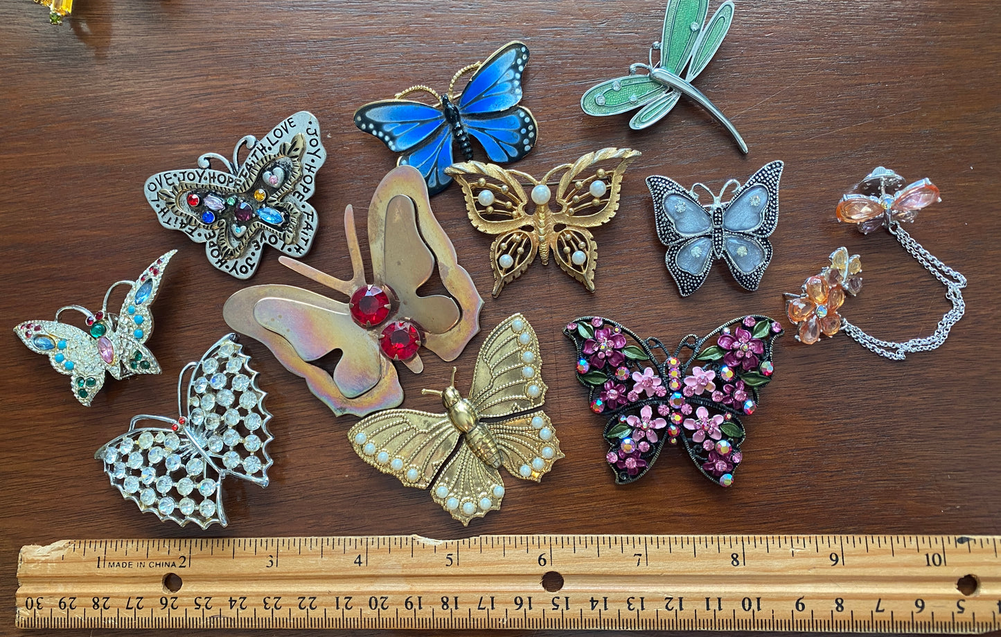 Vintage to Now Butterfly Dragonfly Brooch Pin Lot Rhinestone Faux Pearl Flower