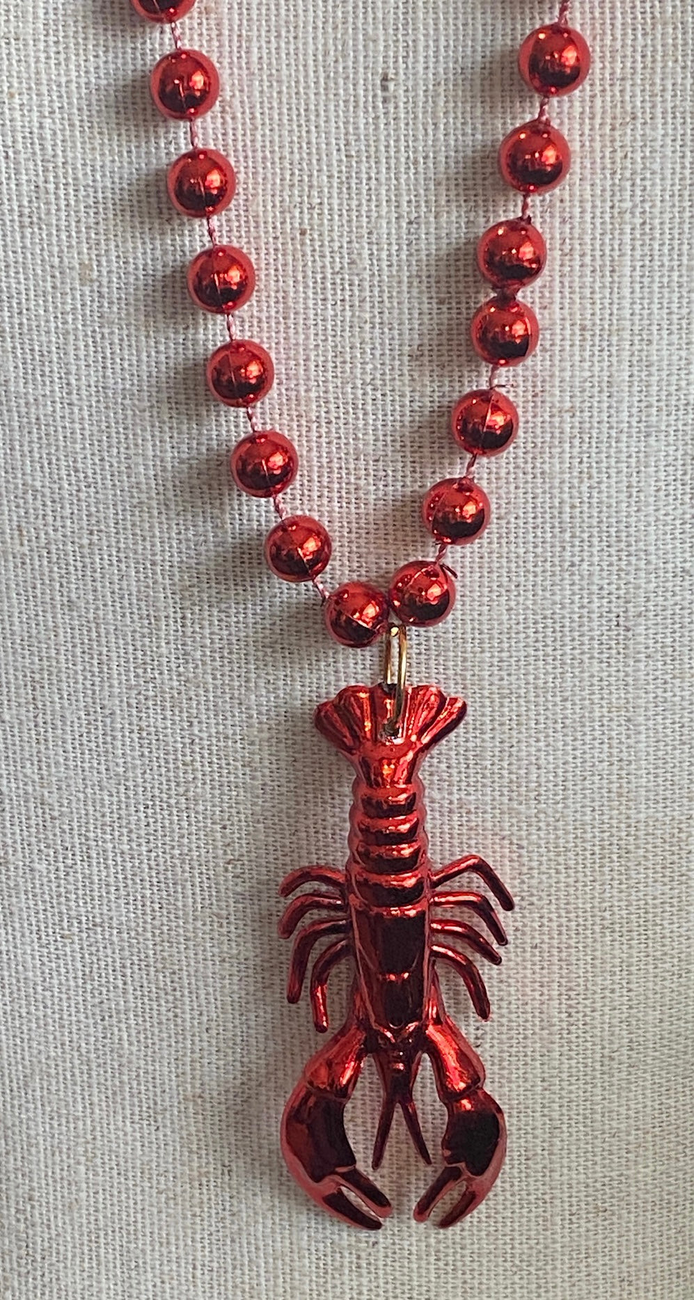 Metallic Red Mardi Gras Crawdad PendantNecklace