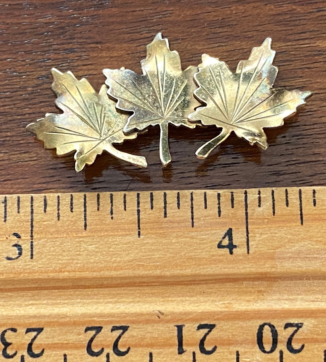 Vintage Gold Filled 3 Maple Leaf Signed Brooch Pin