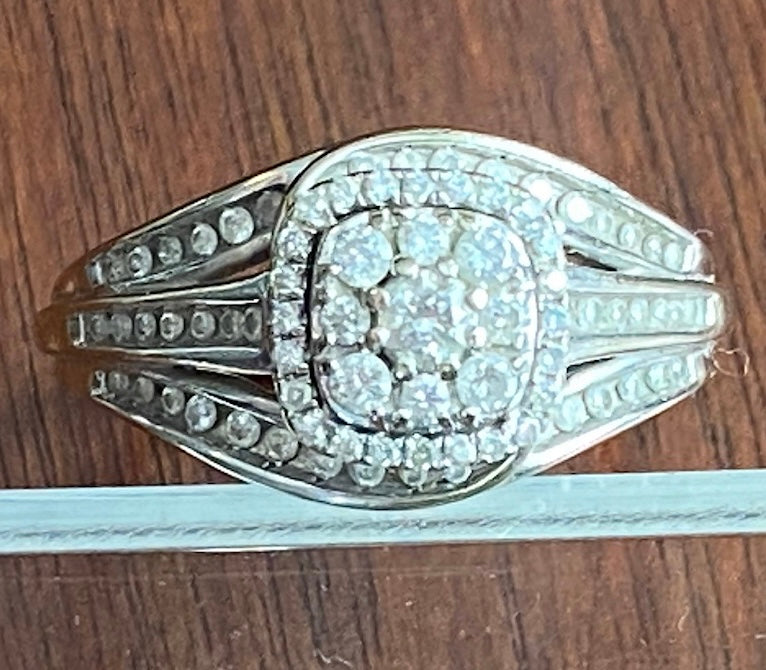 10k White Gold .75ctw Round Diamond Engagement Wedding Ring Sz 8.25