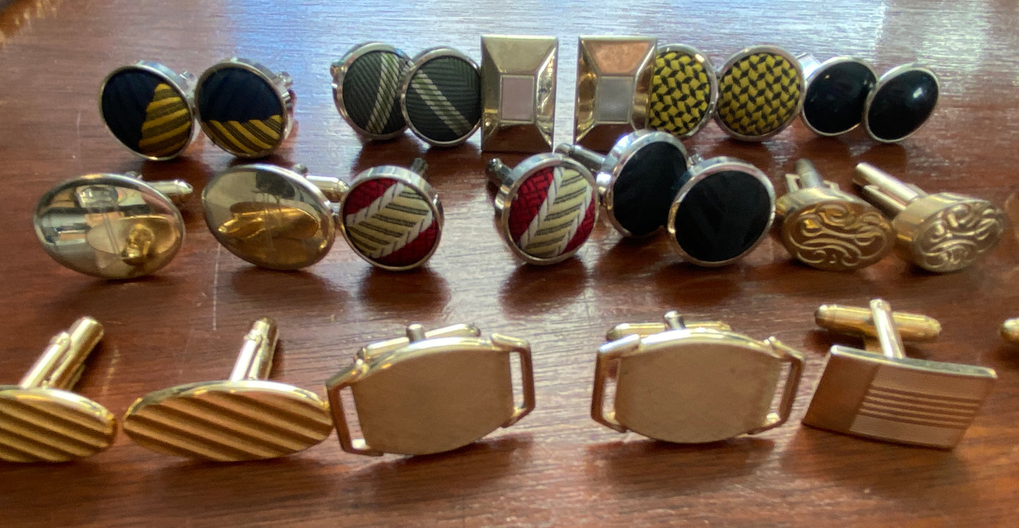 Vintage to Now Cufflink Lot Midcentury MCM Gold Silver Tone