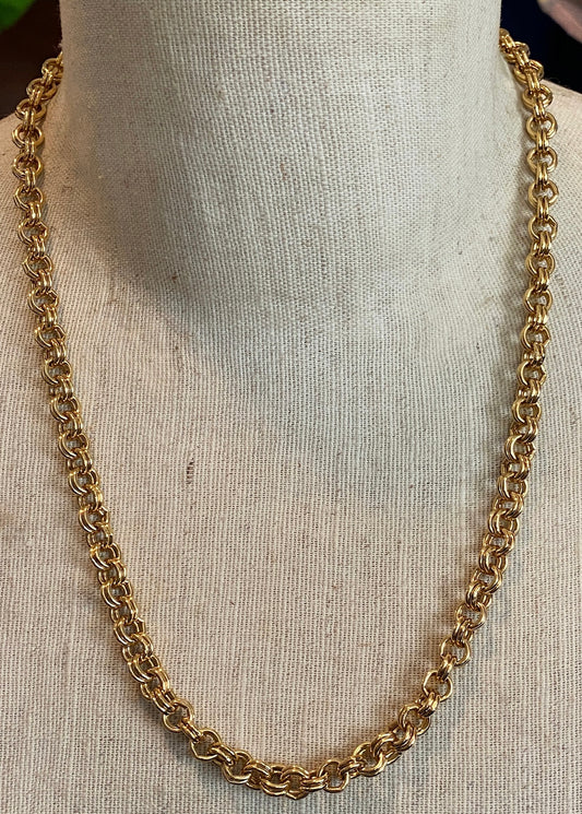 Gold Tone Double Chain Link Necklace