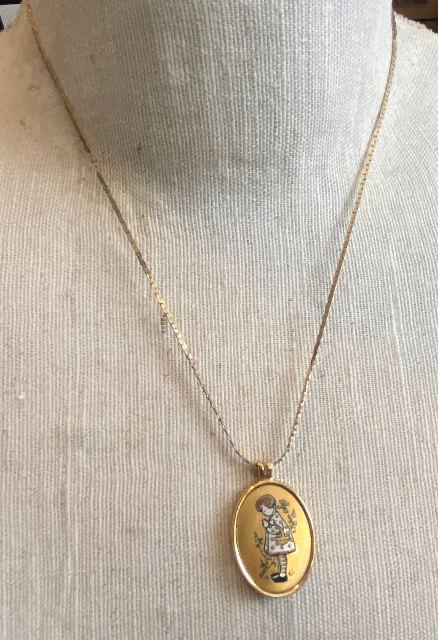 Limited Edition 70's Reed and Barton Berta Hummel Damascene Pendant Necklace