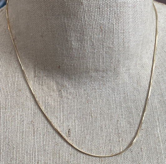 14k Yellow Gold Box Chain Necklace 18" x 1mm Signed Aurafin