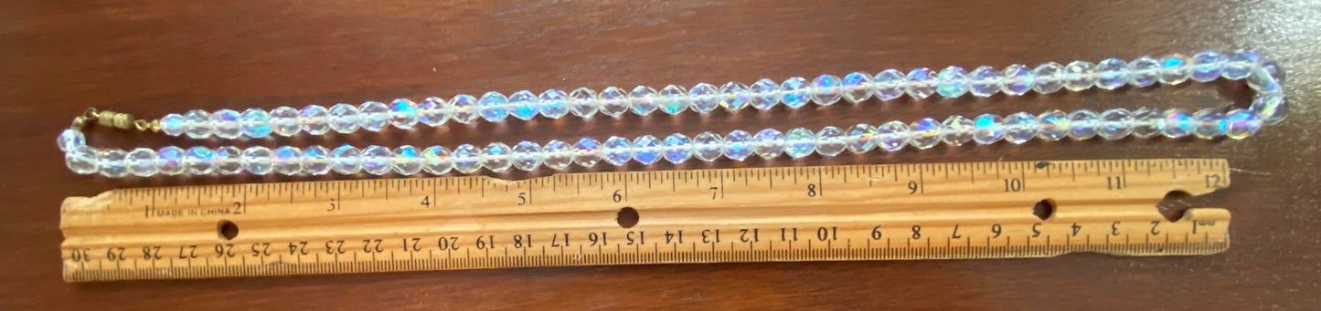 Vintage AB Aurora Borealis Faceted Glass Bead Necklace