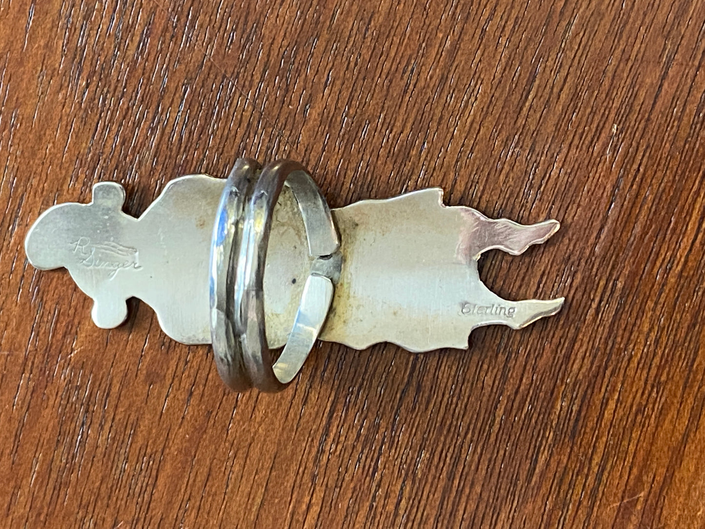 Vintage Signed R Singer Sterling Silver 925 Mudman Figural Ring Sz 9