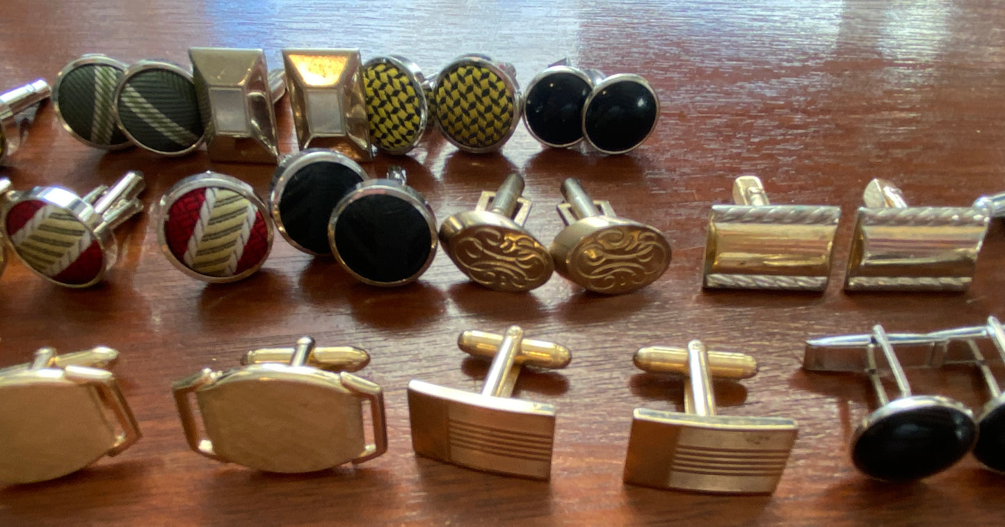 Vintage to Now Cufflink Lot Midcentury MCM Gold Silver Tone