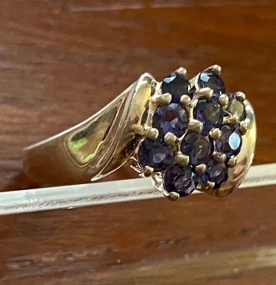 Sterling Silver 925 Amethyst Cluster Ring Sz 7.75 Signed CNA