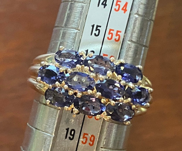 Sterling Silver 925 Amethyst Cluster Ring Sz 8