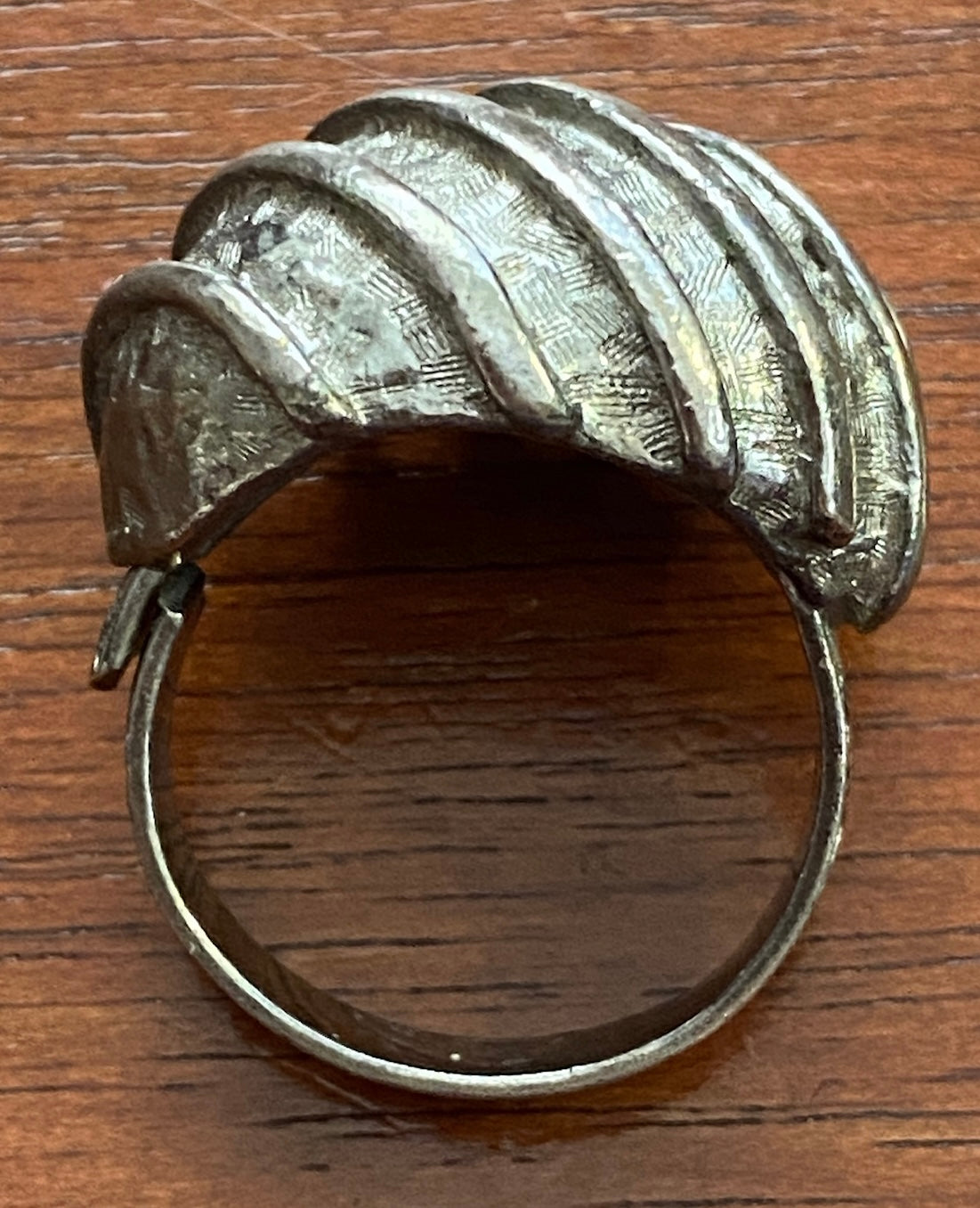Vintage Costume Silver Tone Bombe Cocktail Ring Adjustable Sz 7