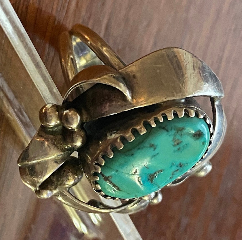 Sterling Silver 925 Turquoise Ring Signed NP Sz 6.75