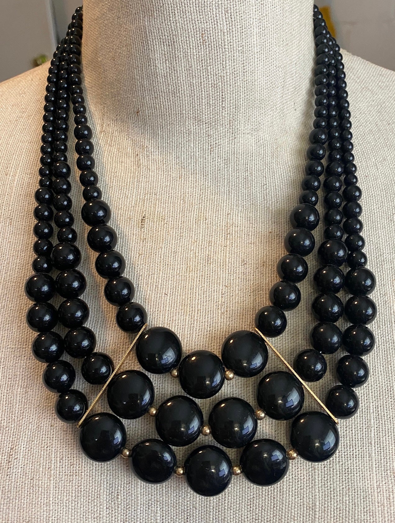 Set of 2 Matching Black White Graduating Statement Necklaces