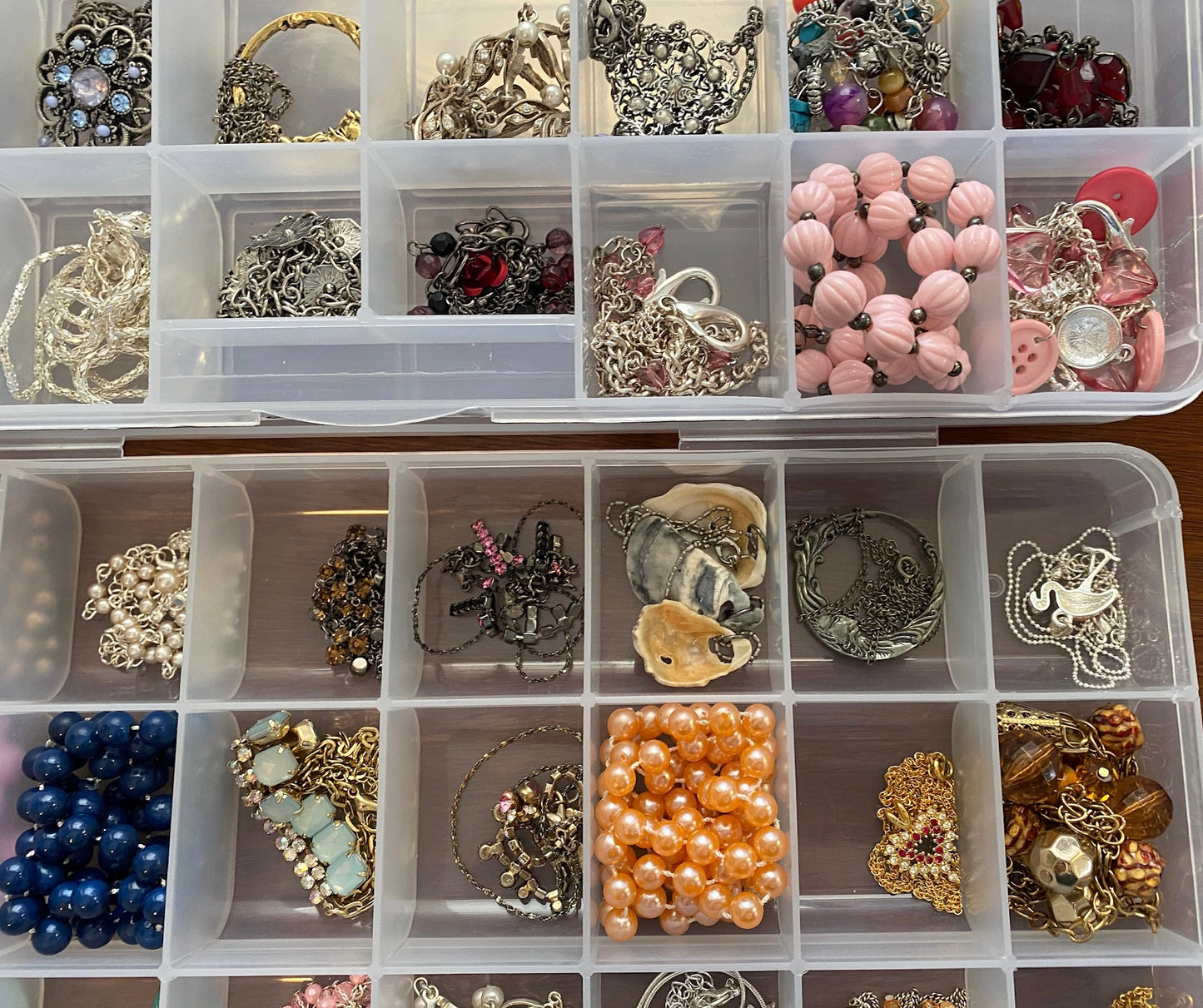 Lot of 48 Necklaces Vintage to Now Bead Pendant Rhinestone Faux Pearl