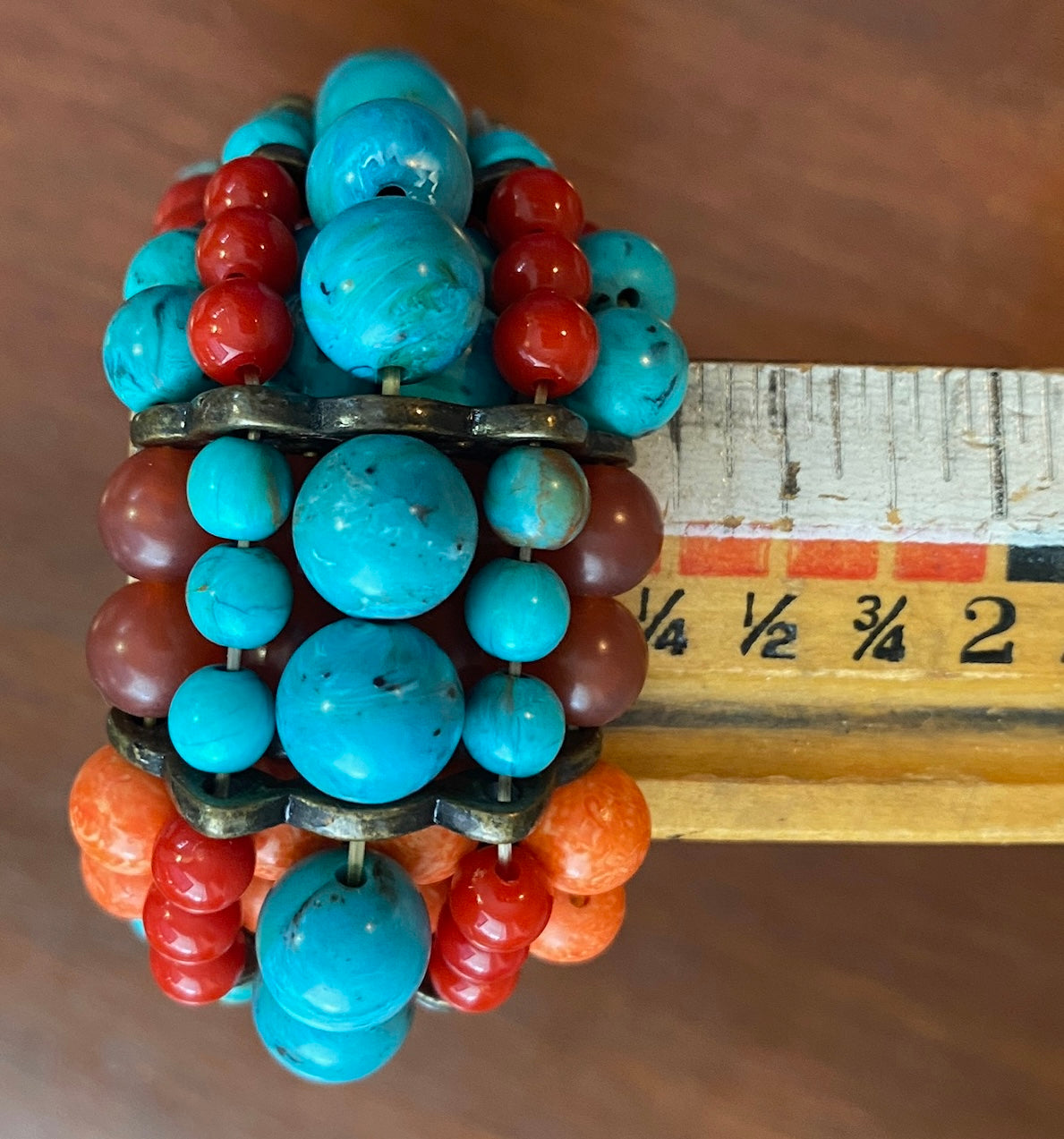 Stretch Faux Turquoise Red Coral Stretch Round Ball Bead Bracelet