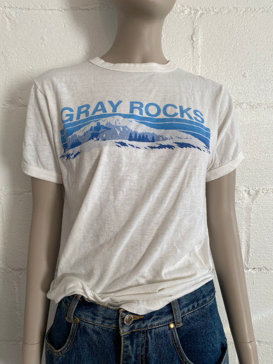 Vintage 80's RARE Gray Rocks Canada Souvenir Short Sleeve T-shirt Sz M